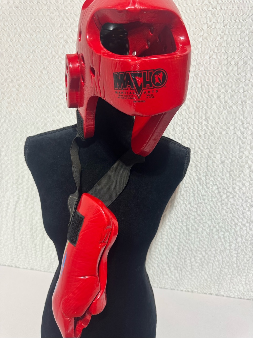 Martial Arts Red Headgear with Throat Guard